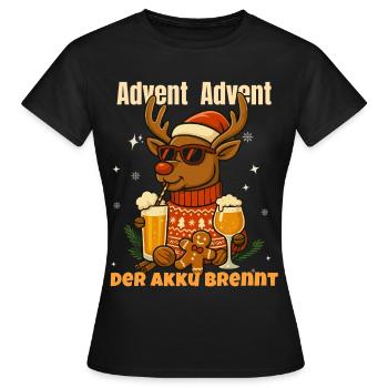 Avent Avent – La batterie brûle | Noël drôle - T-shirt Femme - noir - Devant - AI Model Female 172 dark (172cm)