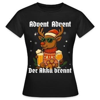 Avent Avent – La batterie brûle les rennes - T-shirt Femme - noir - Devant - AI Model Female 172 dark (172cm)