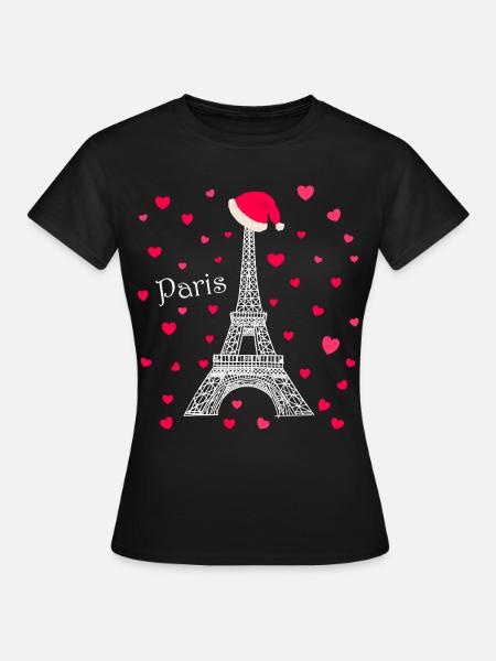 Paris Liebesfunken Eiffelturm Weihnachten - Frauen T-Shirt - Schwarz