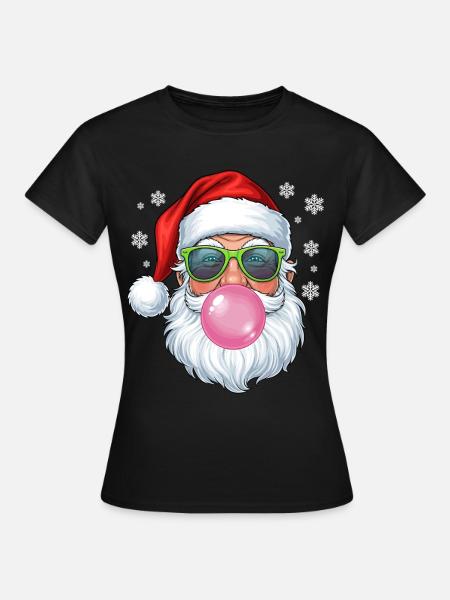 Weihnachtsmann Bubble Gum - Frauen T-Shirt - Schwarz