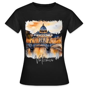 Aquarelle du Vatican - T-shirt Femme - noir - Devant - AI Model Female 172 dark (172cm)