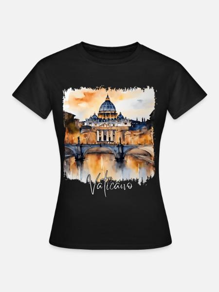Aquarell des Vatikans - Frauen T-Shirt - Schwarz