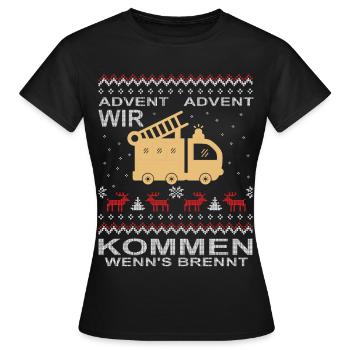  Feuerwehr Advent Weihnachten - Frauen T-Shirt - Schwarz - Vorne - AI Model Female 172 dark (172cm)