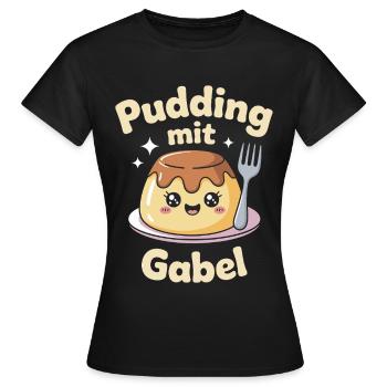 Pudding with fork - Women's T-Shirt - black - Front - AI Model Female 172 dark (172cm)