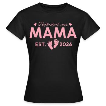 Befördert zur Mama 2026 Mutterschaft - Frauen T-Shirt - Schwarz - Vorne - AI Model Female 172 dark (172cm)