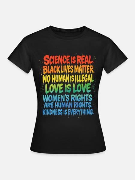 Regenbogen Statement – Human Rights Pride - Frauen T-Shirt - Schwarz