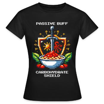 Kohlenhydrat Schild | Gamer Humor - Frauen T-Shirt - Schwarz - Vorne - AI Model Female 172 dark (172cm)
