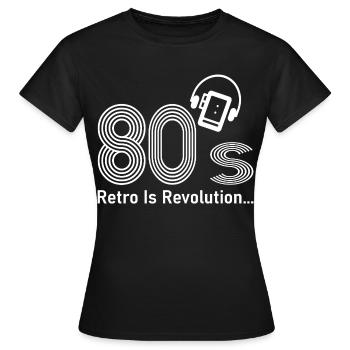 Années 80 - T-shirt Femme - noir - Devant - AI Model Female 172 dark (172cm)