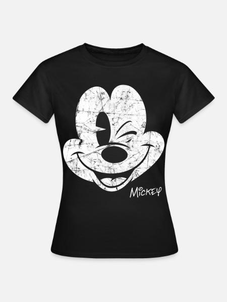 Mickey & Minnie Retro Mickey-Kopf Motiv - Frauen T-Shirt - Schwarz
