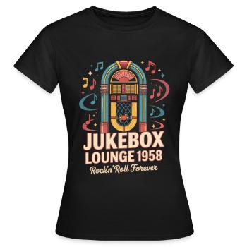 Jukebox Lounge 1958 - Frauen T-Shirt - Schwarz - Vorne - AI Model Female 172 dark (172cm)