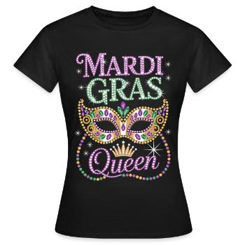 Chemise Mardi Gras Queen Masks - T-shirt Femme - noir - Devant - AI Model Female 172 dark (172cm)