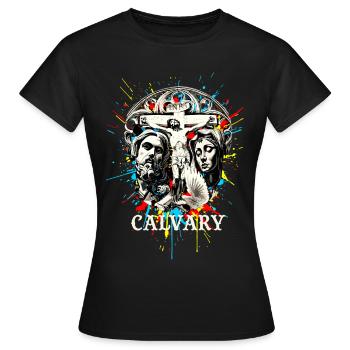 CRUCIFIXION DU CALVAIRE - Street Art Christianisme - T-shirt Femme - noir - Devant - AI Model Female 172 dark (172cm)