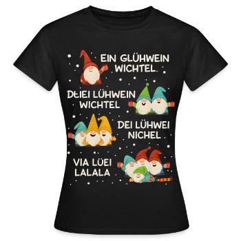 Fusselviecher Ein Glühwein, swei Glühwein Wichtel  - Frauen T-Shirt - Schwarz - Vorne - AI Model Female 172 dark (172cm)