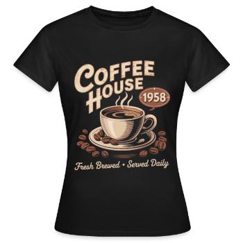 Publicité pour le café vintage - T-shirt Femme - noir - Devant - AI Model Female 172 dark (172cm)