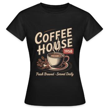 Publicité pour le café vintage - T-shirt Femme - noir - Devant - AI Model Female 172 dark (172cm)