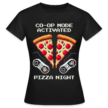 Co-Op aktiviert: Pizzanacht | Multiplayer Gaming - Frauen T-Shirt - Schwarz - Vorne - AI Model Female 172 dark (172cm)