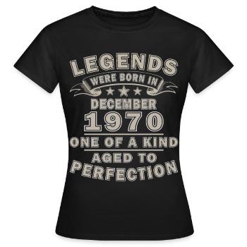 Décembre 1970 Anniversaire Décembre 1970 Décembre - T-shirt Femme - noir - Devant - AI Model Female 172 dark (172cm)