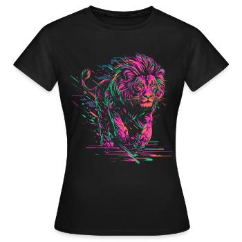 Lion Running Lion Head Colorful Predator Animal Wild - Women's T-Shirt - black - Front - AI Model Female 172 dark (172cm)