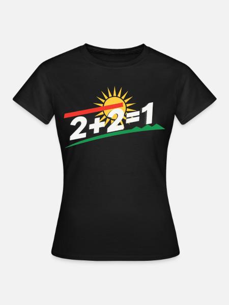 Sonnenlogo 2+2=1 Statement, kurdistan - Frauen T-Shirt - Schwarz
