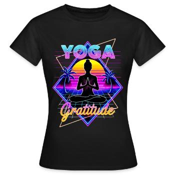 Neon Yoga Gratitude Retro - Women's T-Shirt - black - Front - AI Model Female 172 dark (172cm)