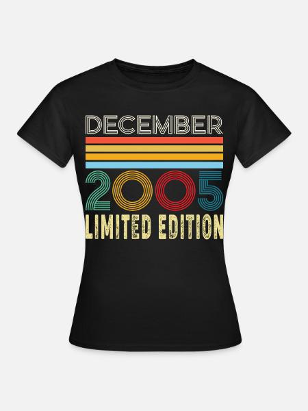 20 Ans 20e Anniversaire Cadeau Né en Décembre 2005 - T-shirt Femme - noir