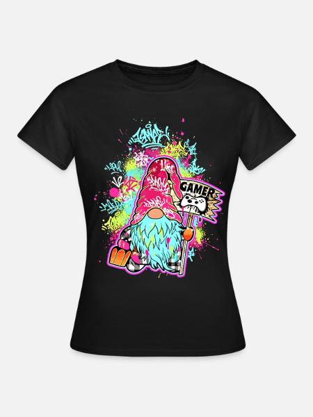 Gamer Wichtel Streetart Gnom - Frauen T-Shirt - Schwarz