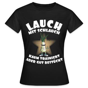 Gym LAUCH MIT SCHLAUCH KAUM TRAINIERT Lustig - Frauen T-Shirt - Schwarz - Vorne - AI Model Female 172 dark (172cm)
