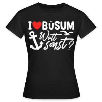 Vacances à la mer du Nord BÜSUM WATT AUTREMENT DRÔLE - T-shirt Femme - noir - Devant - AI Model Female 172 dark (172cm)