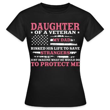 Fille d’un vétéran du drapeau américain Pink - T-shirt Femme - noir - Devant - AI Model Female 172 dark (172cm)