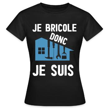 Je Bricole Donc Je Suis - T-shirt Femme - noir - Devant - AI Model Female 172 dark (172cm)