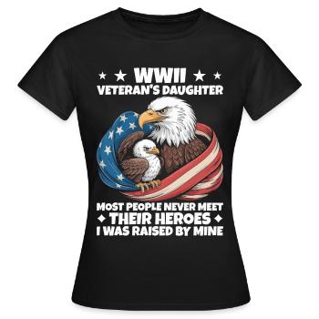 Vétéran de la Seconde Guerre mondiale, fille Pride Eagle America Flag - T-shirt Femme - noir - Devant - AI Model Female 172 dark (172cm)