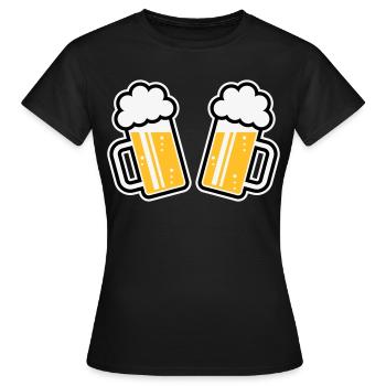 2 chopes de bière Santé ! Santé ! (Chopes de bière 3C) - T-shirt Femme - noir - Devant - AI Model Female 172 dark (172cm)