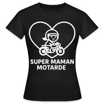 Superbiker-Mama – Motorcycle Heart - Frauen T-Shirt - Schwarz - Vorne - AI Model Female 172 dark (172cm)