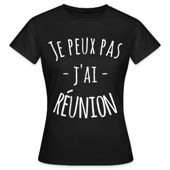 Ich kann nicht, ich habe ein Meeting – Humorarbeit, Arbeit - Frauen T-Shirt - Schwarz - Vorne - AI Model Female 172 dark (172cm)