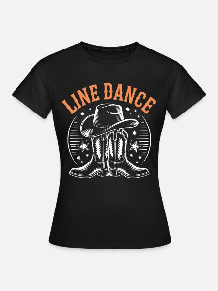 LineDance Stiefel Cowboyhut - Frauen T-Shirt - Schwarz