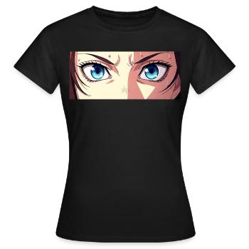 Anime Eyes Blue Iris Manga Fan - T-shirt Femme - noir - Devant - AI Model Female 172 dark (172cm)