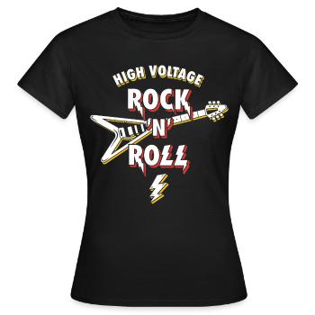 Hochspannungs-Rock'n'Roll-Gitarre - Frauen T-Shirt - Schwarz - Vorne - AI Model Female 172 dark (172cm)