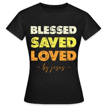 Gesegnet Gerettet Geliebt Jesus - Frauen T-Shirt - Schwarz - Vorne - AI Model Female 172 dark (172cm)