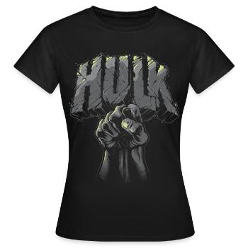 Avengers Hulk Schriftzug Mit Faust - Frauen T-Shirt - Schwarz - Vorne - AI Model Female 172 dark (172cm)