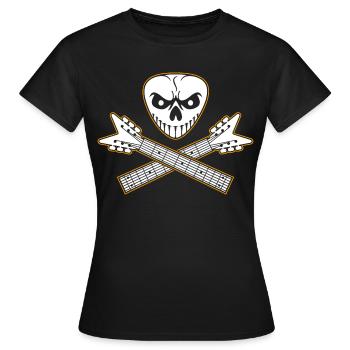 Crâne de médiator et os croisés de guitare - T-shirt Femme - noir - Devant - AI Model Female 172 dark (172cm)