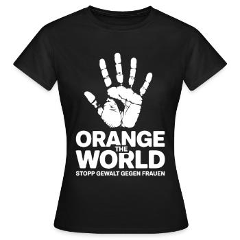 Orange The World Stopp Gewalt Gegen Frauen - Frauen T-Shirt - Schwarz - Vorne - AI Model Female 172 dark (172cm)