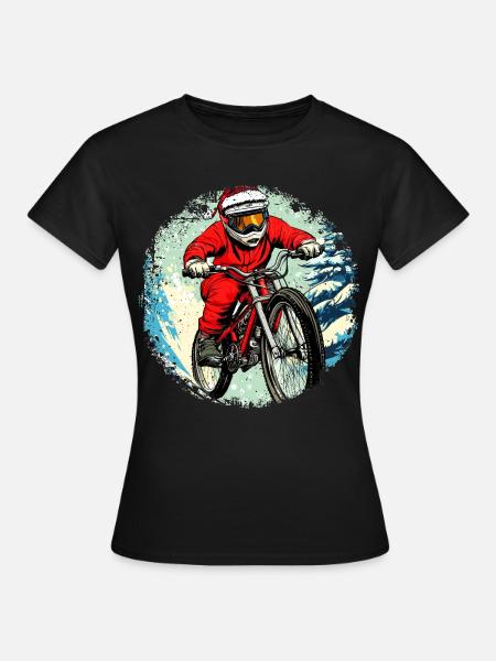 Christmas Biker / Mountain Bike - Women's T-Shirt - black