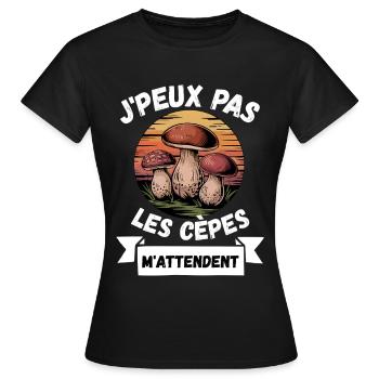 Ich kann nicht, die Steinpilze warten auf mich. - Frauen T-Shirt - Schwarz - Vorne - AI Model Female 172 dark (172cm)