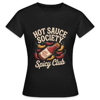 Société de la Sauce Piquante – Club Épicé - T-shirt Femme - noir - Devant - AI Model Female 172 dark (172cm)