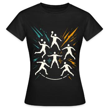 Handball Team Taktik, Kreisläufer Abwehr, Coach - Frauen T-Shirt - Schwarz - Vorne - AI Model Female 172 dark (172cm)