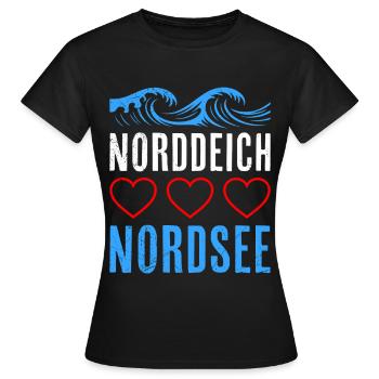 Wattenmeer NORDDEICH NORDSEE Urlaub Lustig - Frauen T-Shirt - Schwarz - Vorne - AI Model Female 172 dark (172cm)