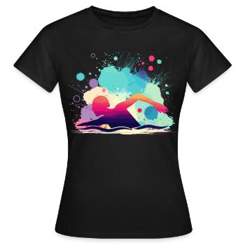 Swimmer, Swimming Woman, Swimming Instructor - Women's T-Shirt - black - Front - AI Model Female 172 dark (172cm)