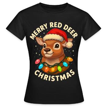 Hirsch Weihnachten Jäger Geschenk Rotwild - Frauen T-Shirt - Schwarz - Vorne - AI Model Female 172 dark (172cm)