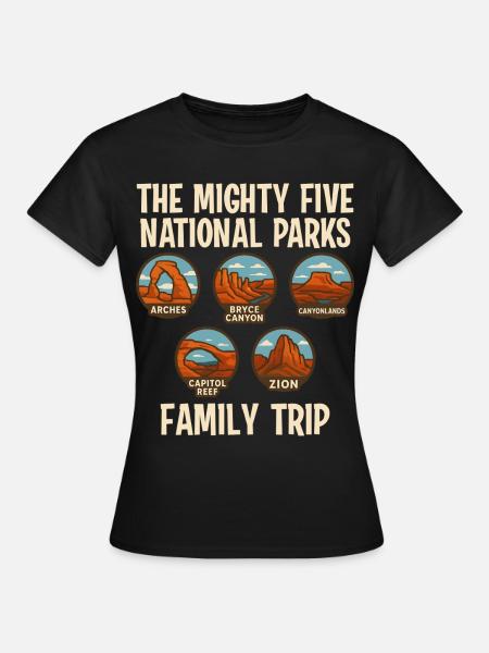 USA Reise Familie Mighty Five Nationalparks Utah - Dame-T-shirt - sort
