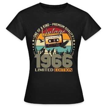 59. Geburtstag Kassette Dezember Jahrgang 1966 - Frauen T-Shirt - Schwarz - Vorne - AI Model Female 172 dark (172cm)